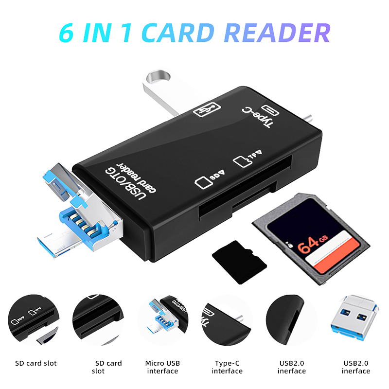 USB Type C Card Reader 6 in 1  - Tablet Accessories For Reading ulasan dan harga