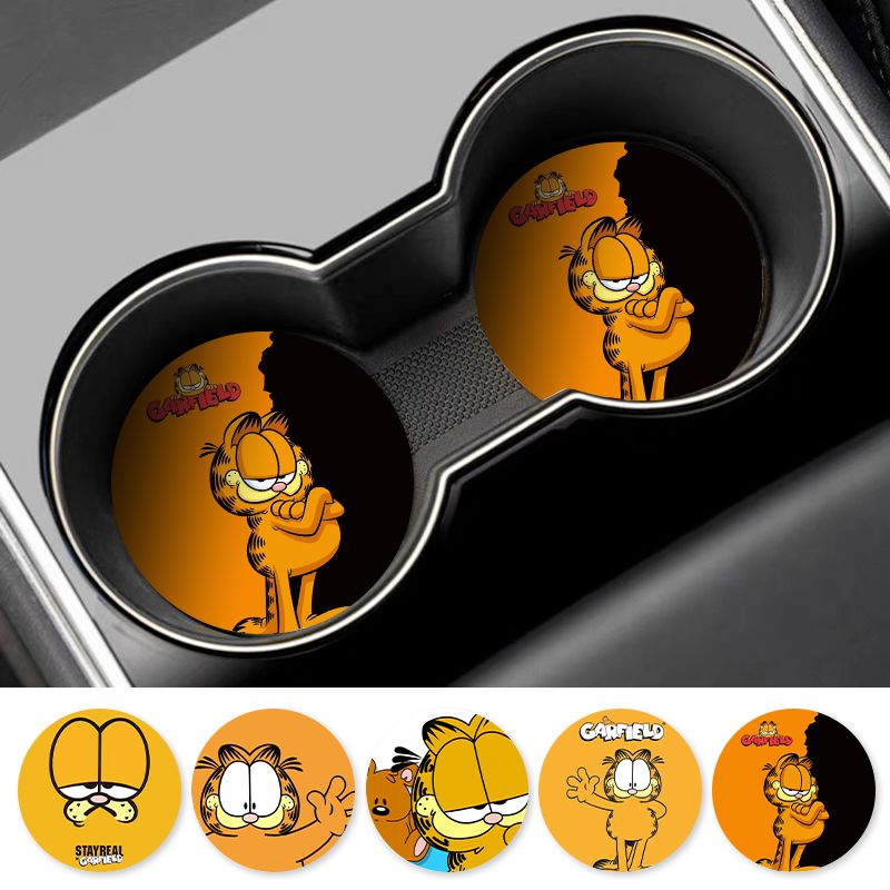 Cartoon Garfield Car Cup Coast - Tablet Accessories For Car ulasan dan harga