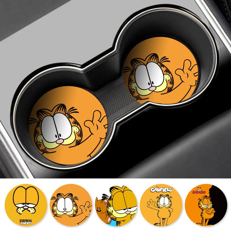 Cartoon Garfield Car Cup Coast - Tablet Accessories For Car ulasan dan harga
