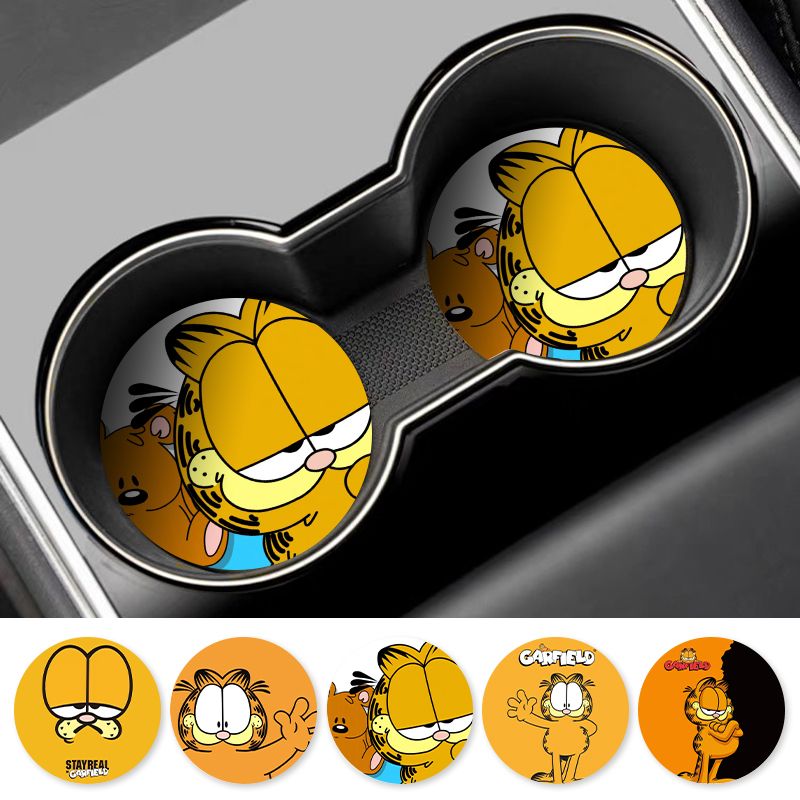 Cartoon Garfield Car Cup Coast - Tablet Accessories For Car ulasan dan harga